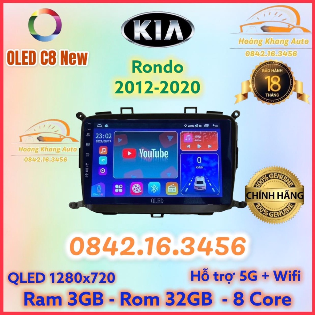 Màn hình android OLED C8 New theo xe Rondo 2012 - 2020 kèm dưỡng và jack nguồn zin theo xe .