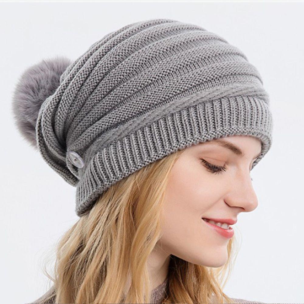 Mũ Dệt Kim Co Giãn Màu Trơn Thời Trang Thu Đông Dành Cho Nữ