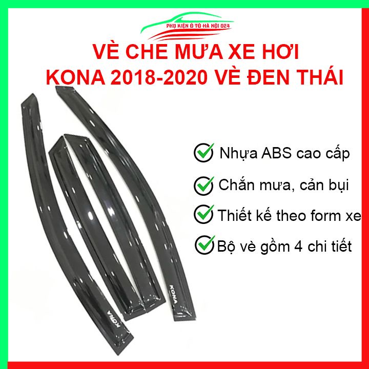 Vè che mưa cho xe ô tô Kona 2018-2020 vè đen bảo vệ trang trí xe