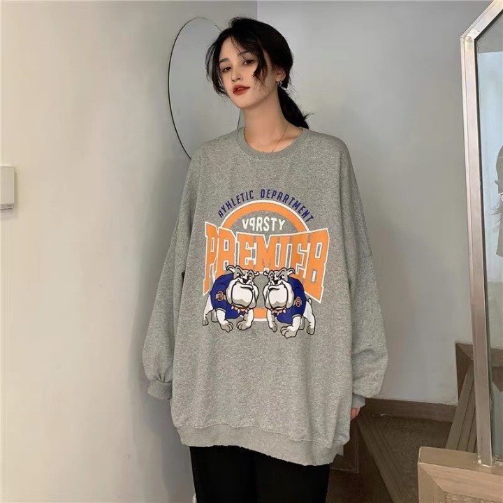Áo sweater nữ/ Áo nỉ form rộng tay bồng unisex hình chó mặt xệ  RÔ STORE SW17 | BigBuy360 - bigbuy360.vn