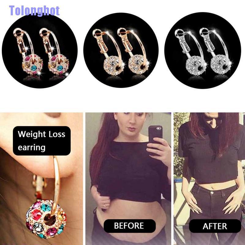 Tolonghot> 1Pair Magnetic Slimming Earrings Lose Weight Massage Slim Ear Stud Patch Jewelry