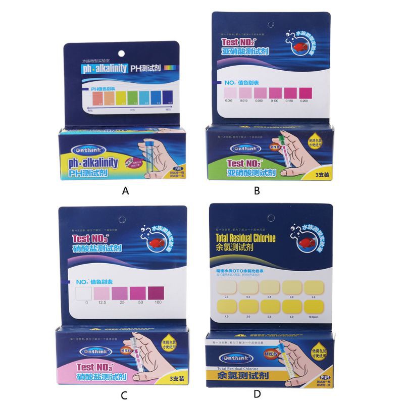 Set dụng cụ kiểm tra chất lượng nước PH/ 2 Nitrite/ 3 Nitrite/ Clo chuyên dụng dành cho bể cá