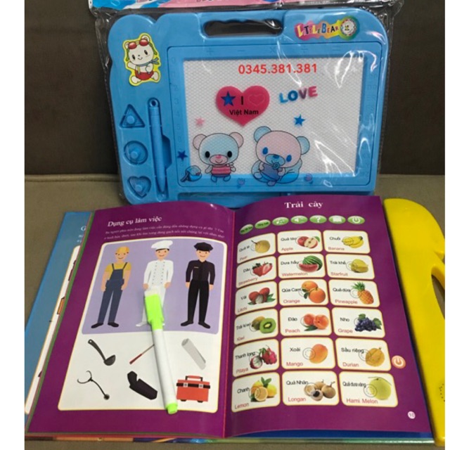 Combo Sách Nói Điện Tử Song Ngữ Anh - Việt Và Bảng Viết Tự Xoá