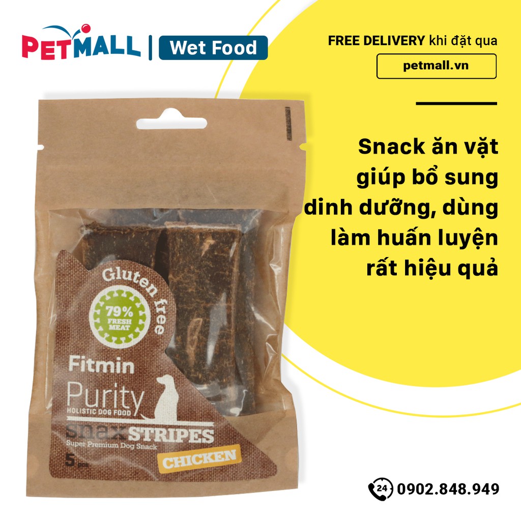 Snack Fitmin Purity Bones Chicken 44g vị gà thơm ngon cho chó