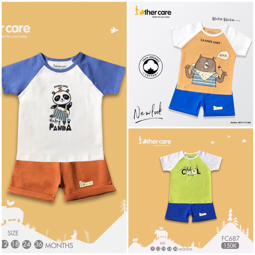 [RẺ VÔ ĐỊCH] Bộ Bộ cộc tay raglan quần đùi an toàn cho bé họa tiết trẻ em Fathercare chính hãng thumbnail