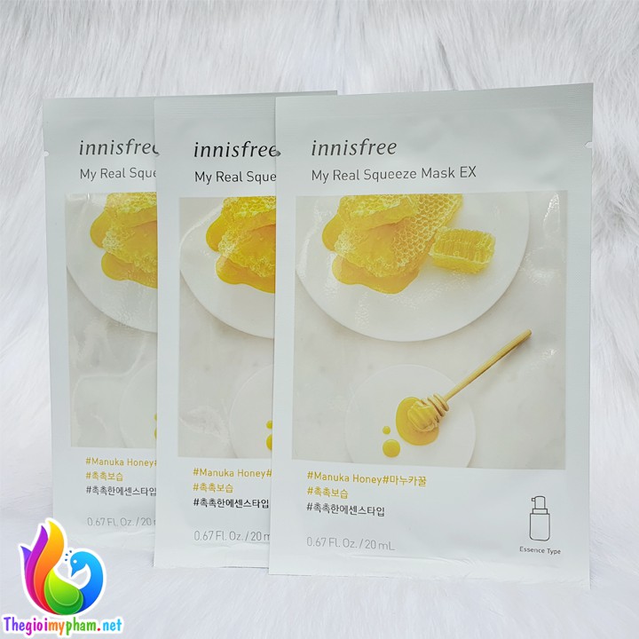 Combo 3 Mặt Nạ Giấy Innisfree Chiết Xuất Mật Ong - My Real Squeeze Mask - Honey 20ml