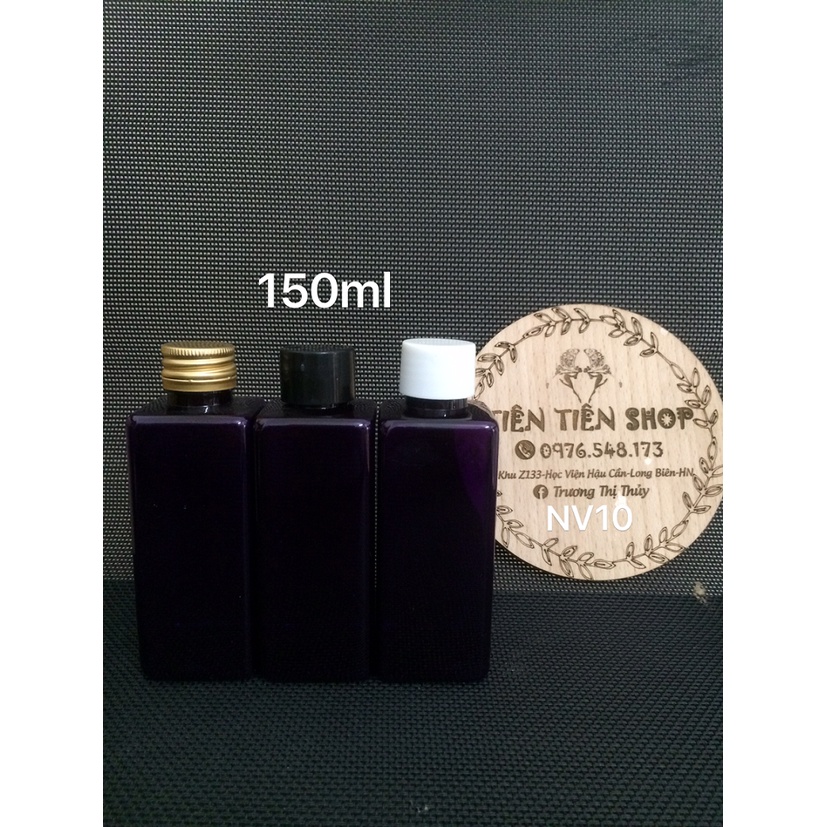 Chai nhựa vuông 150ml xanh tím nắp vặn