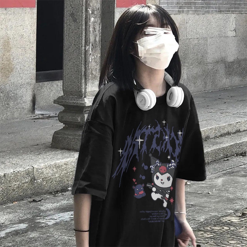 Áo Thun Tay Lỡ In Họa Tiết Kuromi Hoạt Hình Phong Cách Nhật Bản Thời Trang Mùa Hè Hàng Mới 2022 Dành Cho Bạn Nữ