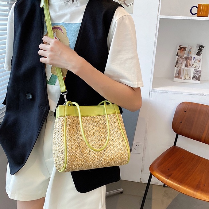 Túi Poly Bucket phối da đeo chéo đeo vai - Mẫu mới - New Arrial