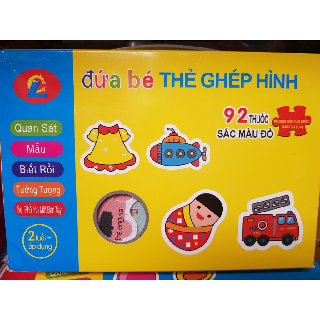 Bộ ghép hình 2 miếng ghép hộp giấy 46 chi tiết có tiếng anh