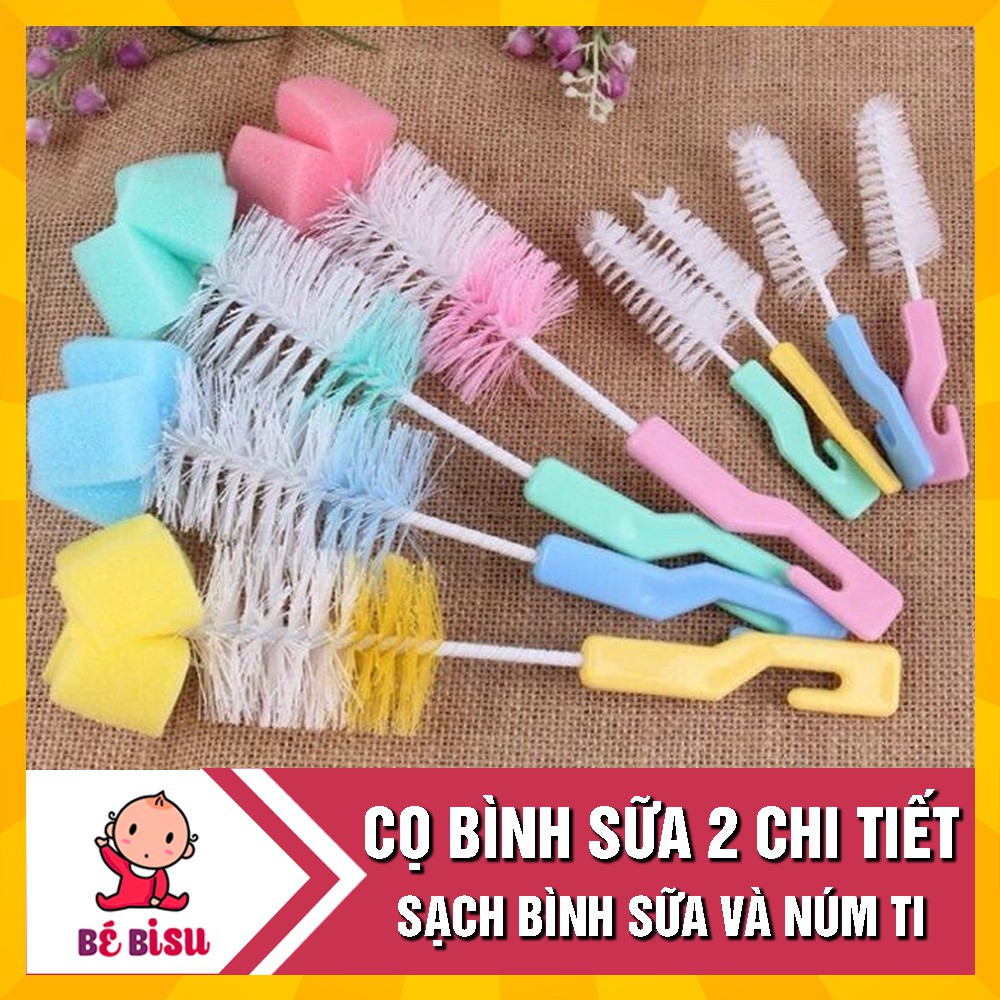 Bộ Cọ Bình Sữa Và Núm Ti 2 Chi Tiết Có Mút Xốp