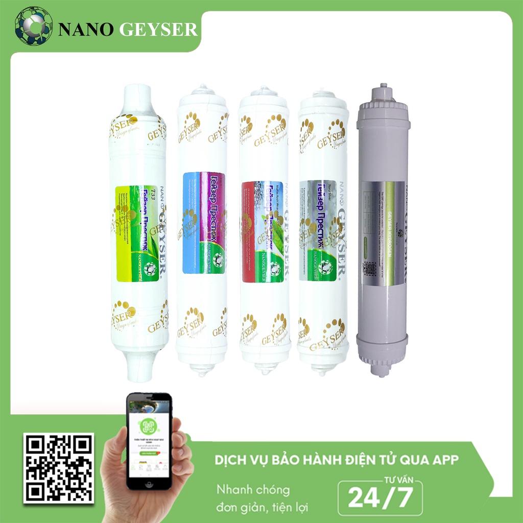 Bộ 5 lõi 45678 dùng cho máy lọc nước công nghệ NANO, Lõi T33, 3IN1, Maifan, Nano Silver, Hydrogen