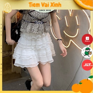 Chân Váy Ngắn 🍊[Tiệm Vải Xinh]🍊 Chân Váy Ngắn Nhiều Tầng Lưng Chun Cv009