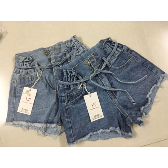 QUẦN SHORT JEANS NHÚN EO - HÌNH THẬT