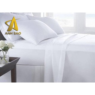 Bộ Drap giường Cotton trắng (kích thước 1m6*2m*20cm/ 1m8*2m*20cm) bộ 4 món