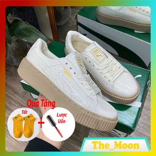 Giày thể thao fuma da bóng trắng đế nâu