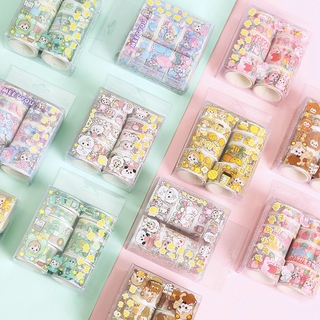 8 pcs of cute animal series boxed tape cartoon animal decoration tape frog prince decoration sticker DIY diary decoration tape student gift