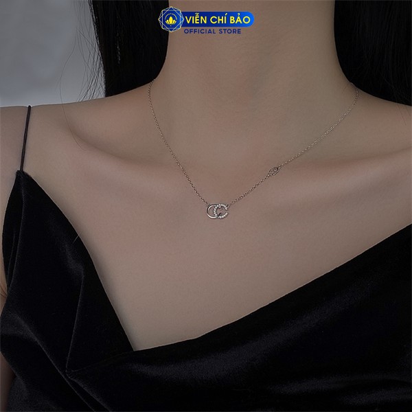 Dây chuyền bạc nữ Guc.ci đính đá chất liệu bạc 925 thời trang phụ kiện trang sức nữ Viễn Chí Bảo D400405