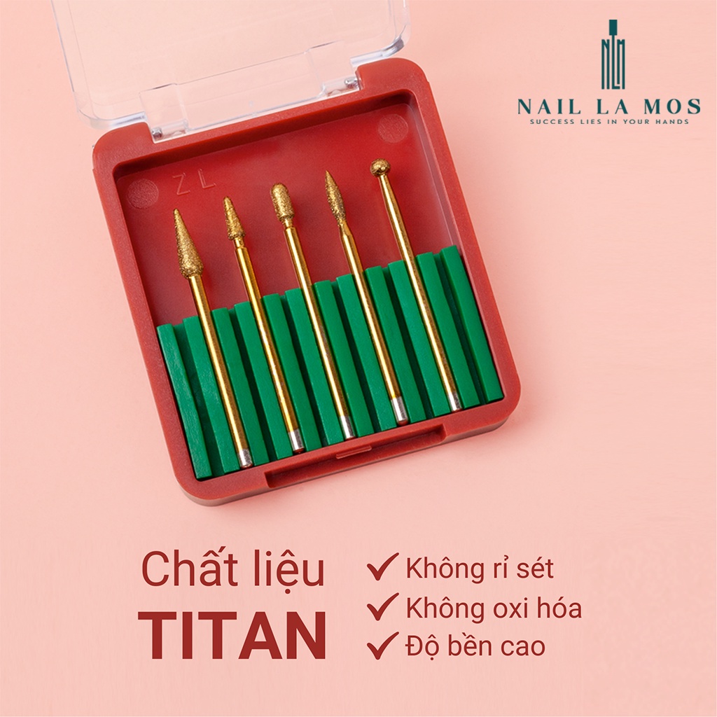 Set đầu mài Christmas 5 chiếc tiện lợi - Hộp đầu mài phá, mài mịn, mài da bền đẹp chuyên dụng