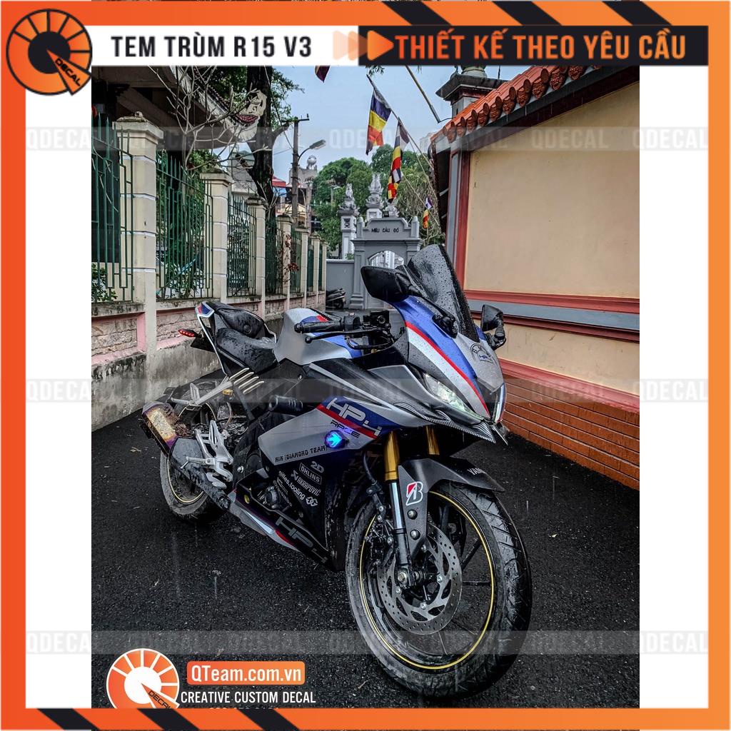 Tem trùm R15 V3 decal 3 lớp kiểu Hp4 Candy xám bạc đỏ xanh