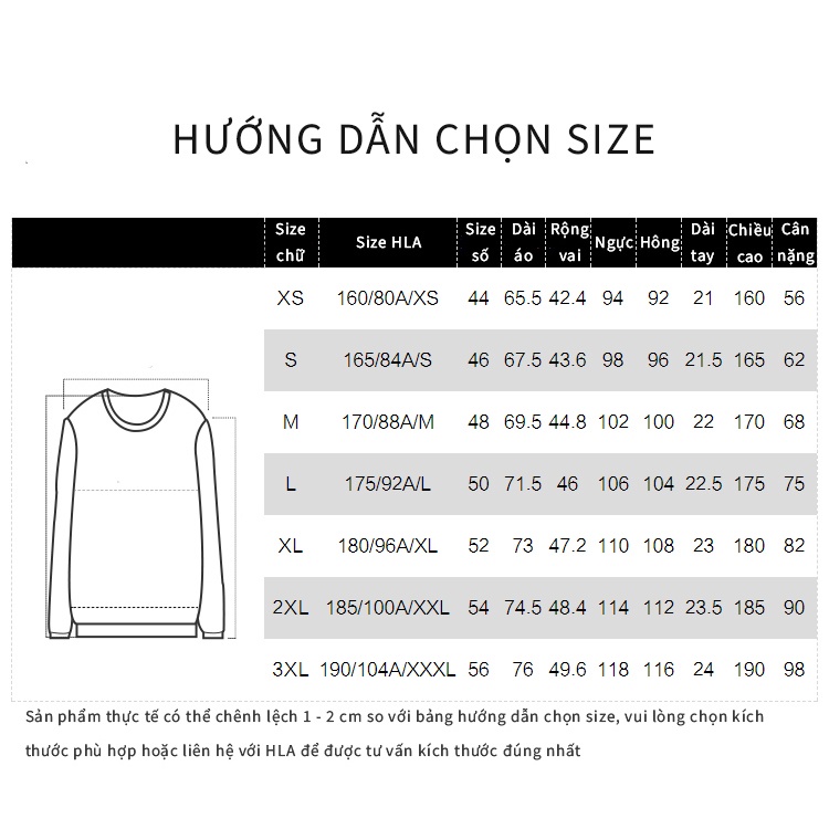 HLA - Áo Thun Nam Ngắn Tay Letter Embroidery Printing T-shirt