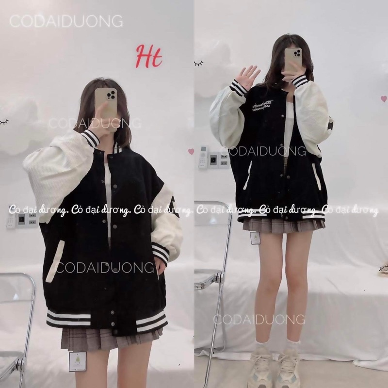 Áo bomber nỉ phối tay Dog H2A