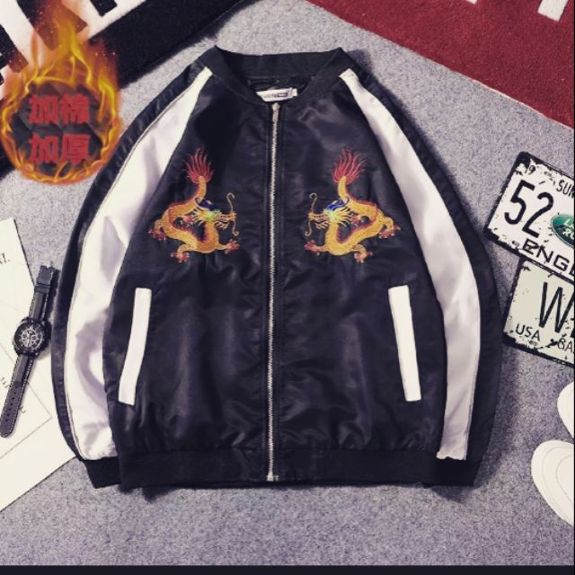 Áo bóng chày hiphop thêu hình rồng