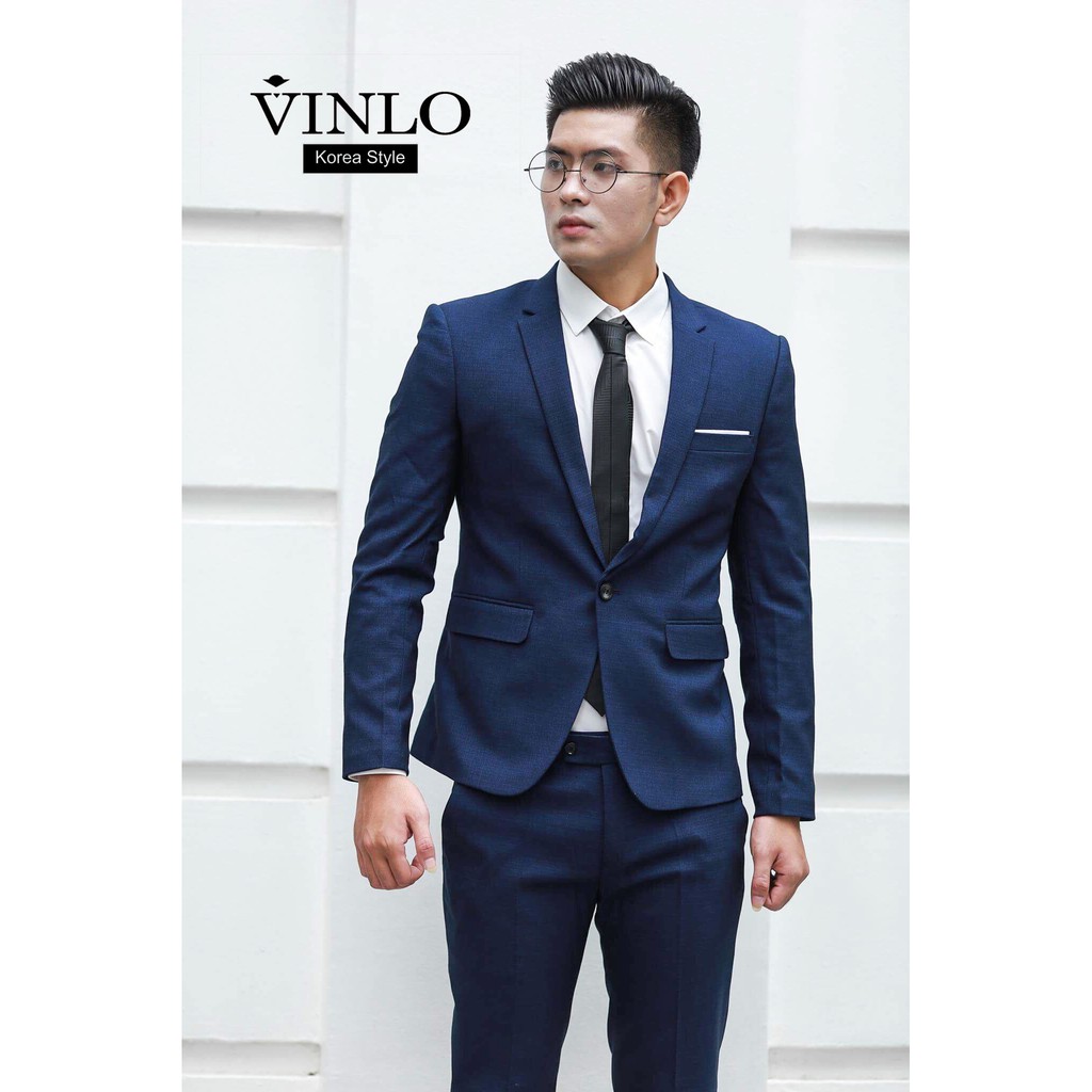 Áo Vest nam màu Xanh đen kẻ nhẹ cao cấp, body kiểu Hàn Quốc