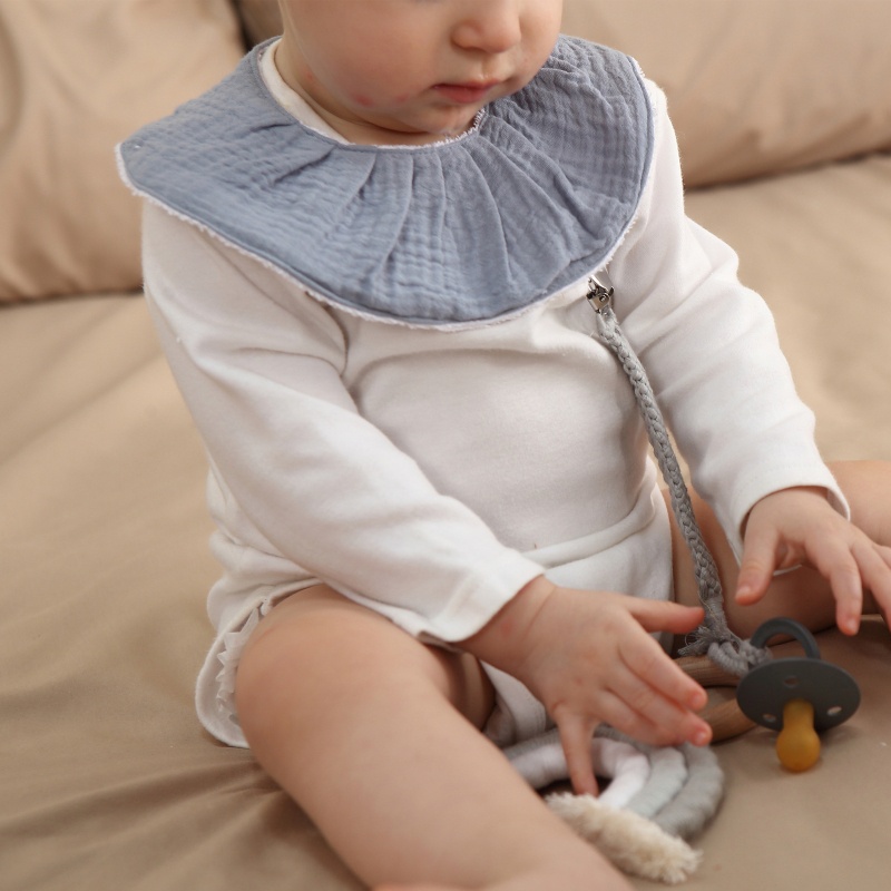 Yếm Ăn Cotton Muslin Có Nút Điều Chỉnh Được Cho Bé