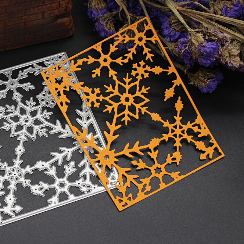 Khuôn Cắt Giấy Hình Khung Hoa Tuyết Trang Trí Scrapbook