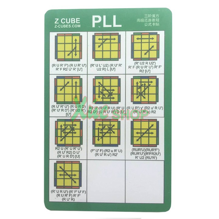 Bộ thẻ công thức rubik Z-Cube CFOP PLL F2L OLL