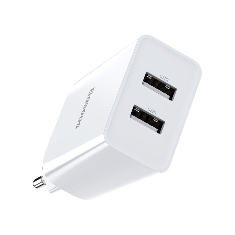 Cốc sạc BASEUS mini 2 cổng USB 10.5W 5V 2A cho iPhone 11 Pro X 8 7 Plus Xs Max Samsung Xiaomi