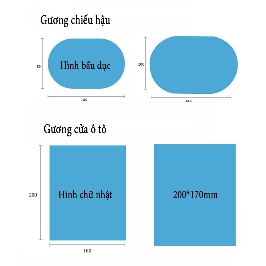 Miếng Dán Chống Bám Nước Gương Ô Tô - Tròn, Vuông, Elip