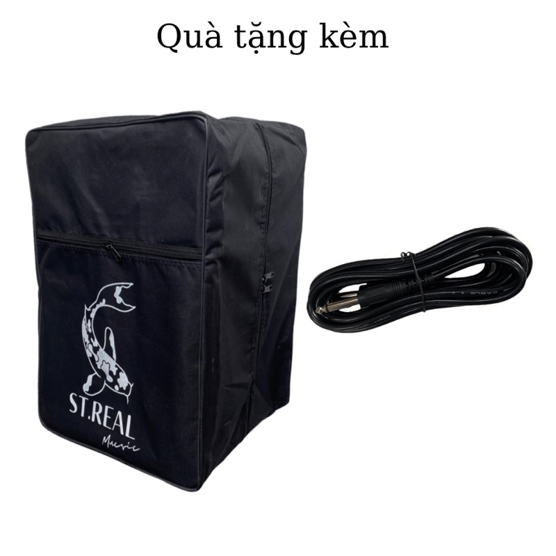 Trống Cajon ST.Real Guitar Sài Thành mã CJ-EQ8 có lắp EQ kết nối loa tặng kèm bao đựng,dây jack