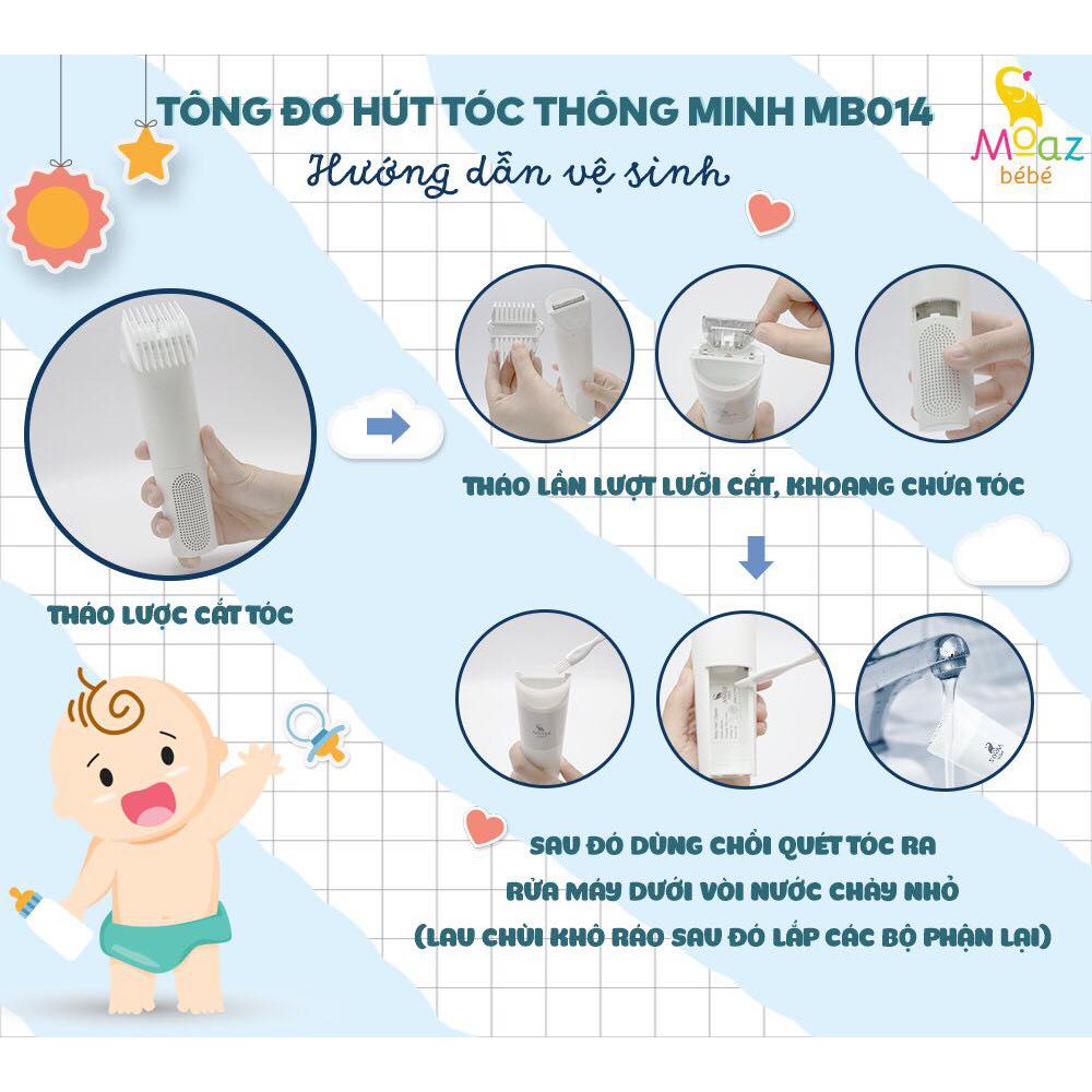 Tông đơ cắt tóc cho bé, tăng đơ cắt tóc cho bé moaz bebe MB014