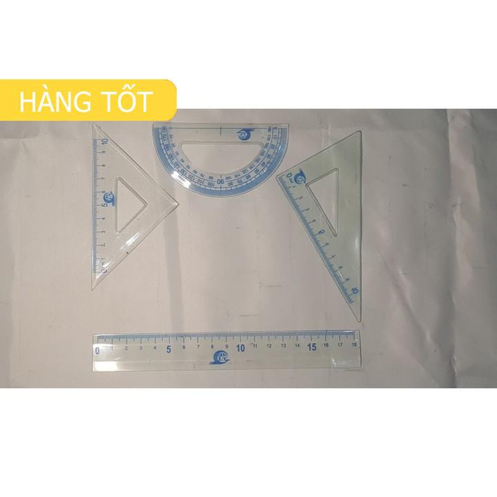 BỘ 4 THƯỚC EKE, THƯỚC KẺ, THƯỚC ĐO ĐỘ