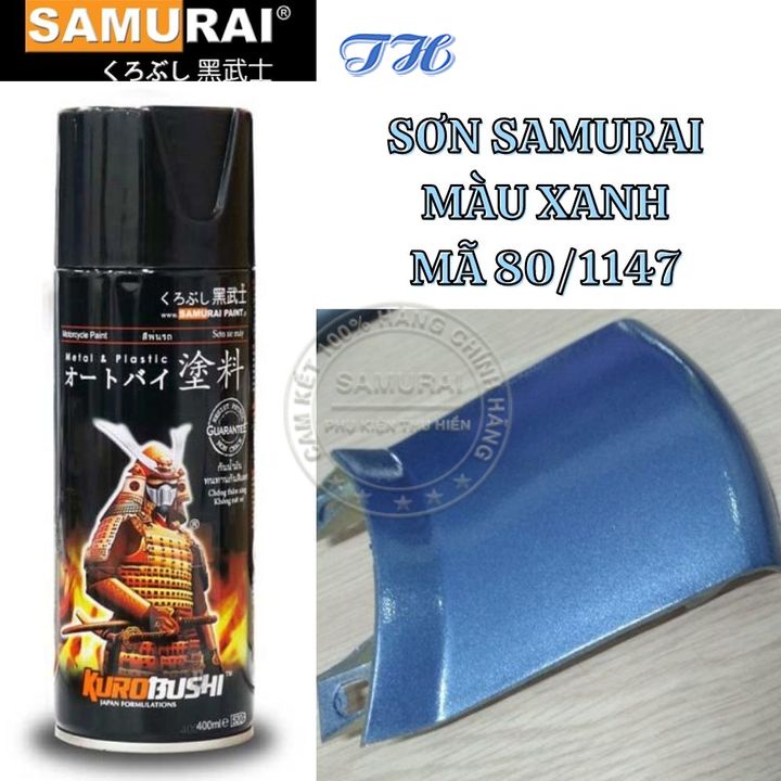 Sơn Xịt Samurai chuyên dùng cho xe máy màu xanh nước biển 80/1147 chống cháy, chống rạn nứt, vòi xịt chống chảy