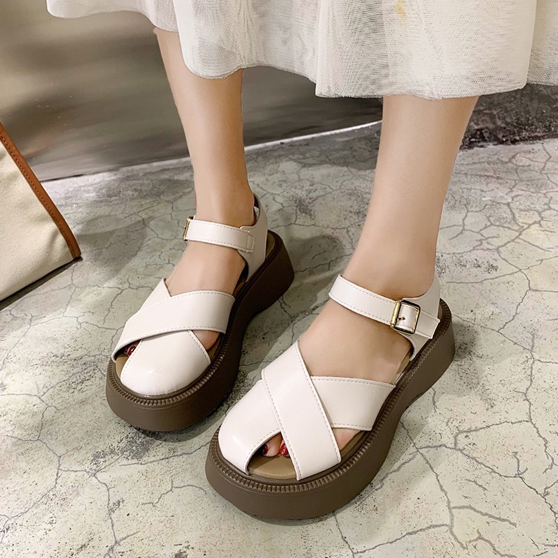 Dép Sandal Ulzzang LOẠI 1 - Giày quai hậu đi học mũi lọ mẫu mới đế cao phong cách Mã 17