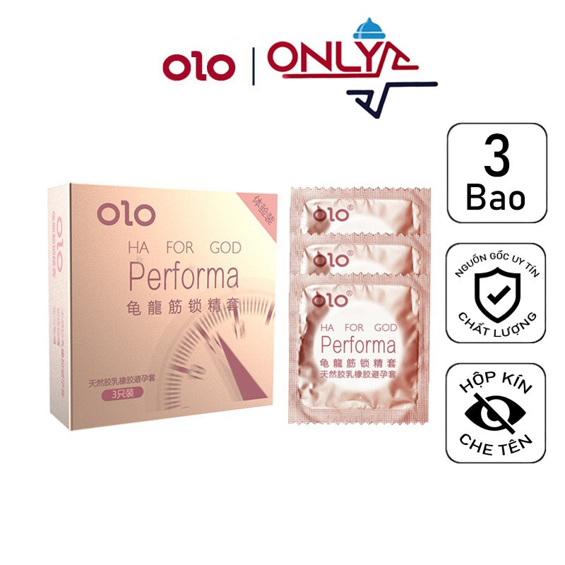 Bao cao su OLO Perfoma Ha For God kéo dài thời gian, siêu mỏng 0.01mm nội địa Trung 3 BCS