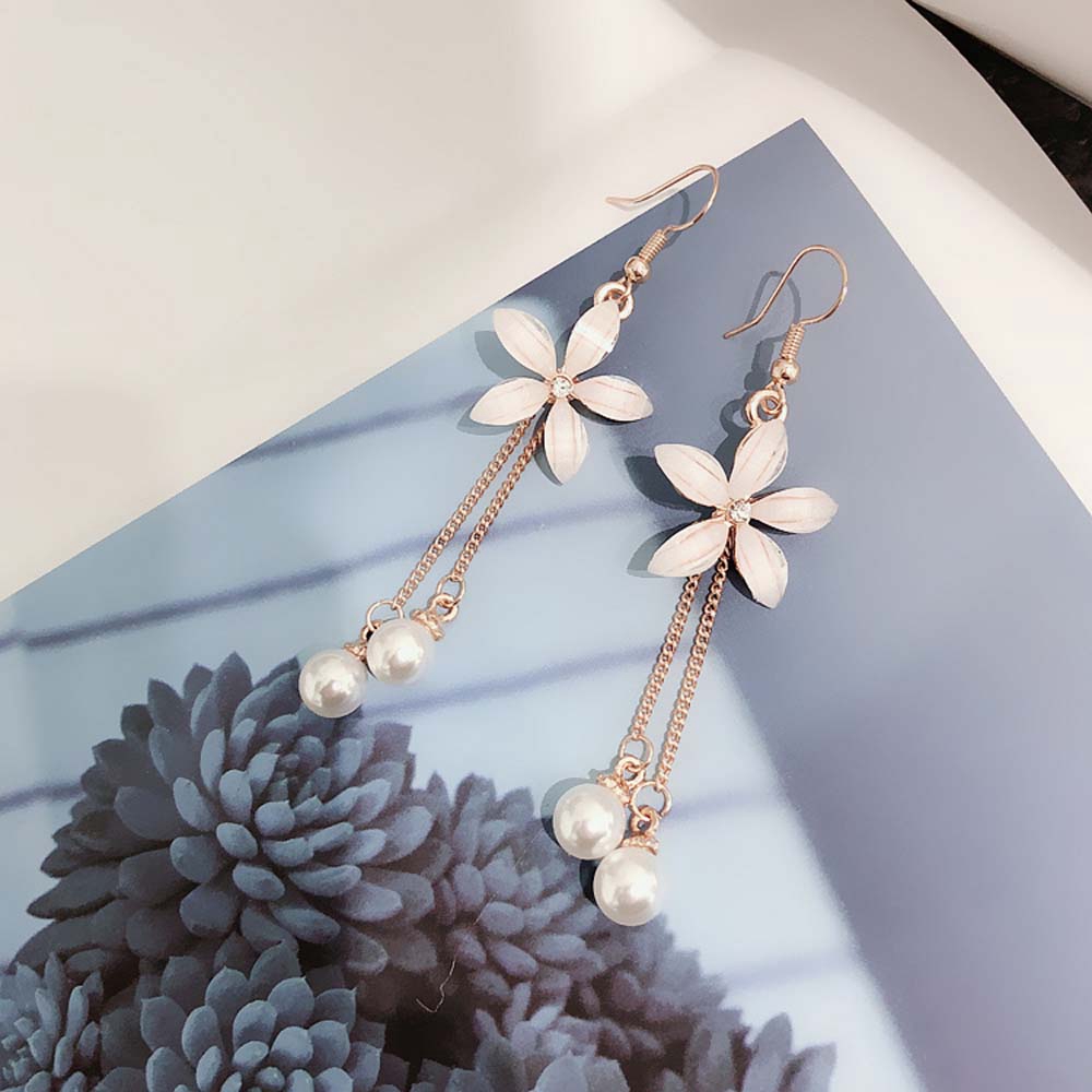 Bông tai tua rua dáng dài hình hoa độc đáo dành cho nữ