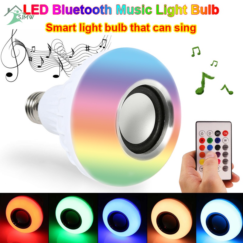 Bóng Đèn Led Thông Minh Nhiều Màu Sắc Kết Nối Bluetooth Không Dây Có Điều Khiển Từ Xa