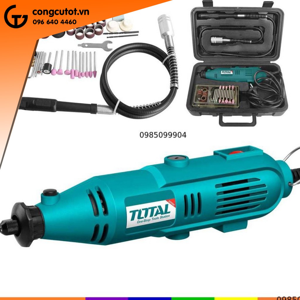 Bộ máy khoan mài đa năng điều tốc cốt 3.2ly 130W Total TG501032 và 100 phụ kiện