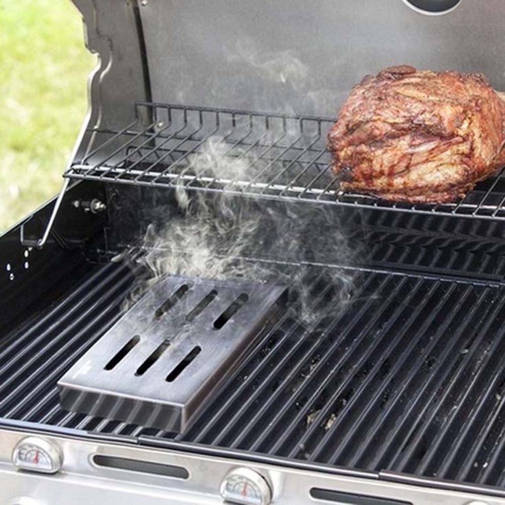 WMES1 Washable BBQ Smoker Box Stainless steel Charcoal Grills Meat Smokers Box Smoked Meat Grill Kitchen Outdoor Barbecue Bacon Barbecue Accessories/Multicolor