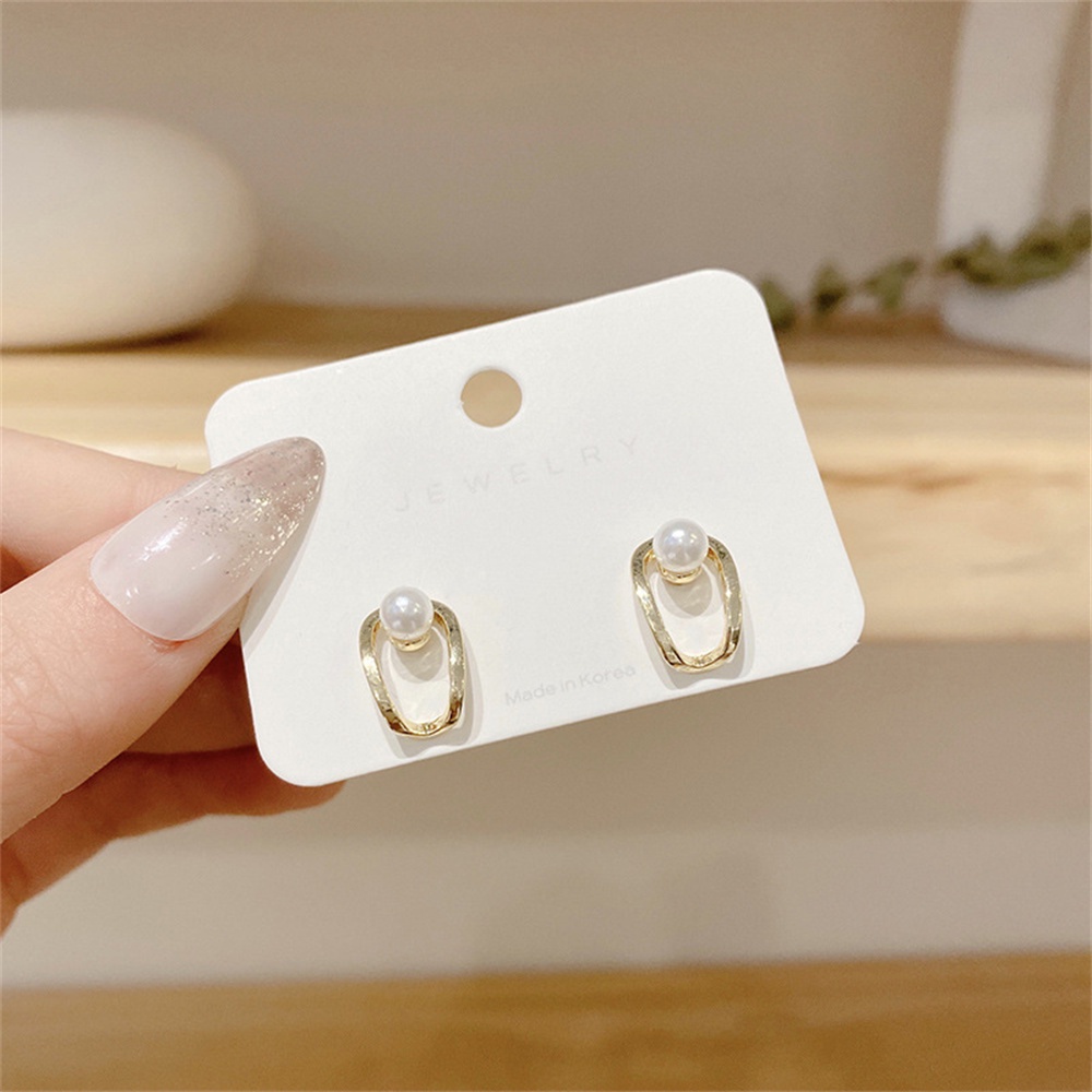 1 đôi bông tai hình chữ U mini đính ngọc trai phong cách retro dành cho nữ