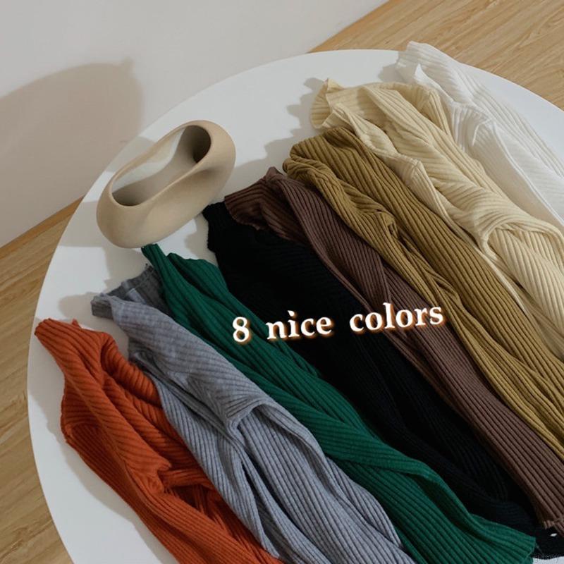 Áo thun tay dài cổ lọ màu sắc đơn giản cho nữ