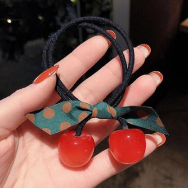 Dây cột tóc cherry thắt nơ xinh xắn phong cách hàn quốc