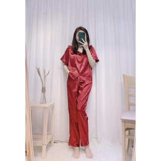 Bộ Đồ Pijama, Bộ Lụa Satin Mặc Nhà Hàng Cao Cấp (Ảnh thật sản phẩm)