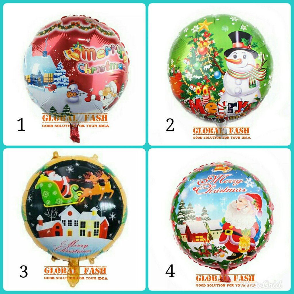 Set 4 Bong Bóng Hình Ông Già Noel / Bộ Râu / Ông Già Noel