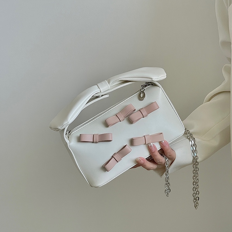 Túi xách IELGY đính nơ màu tương phản phong cách Hàn Quốc thời trang dễ thương cho nữ