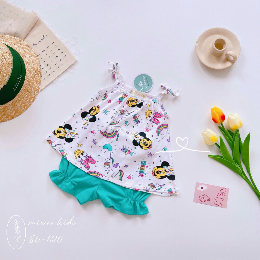 Bộ 2 dây cotton bozip cho bé gái